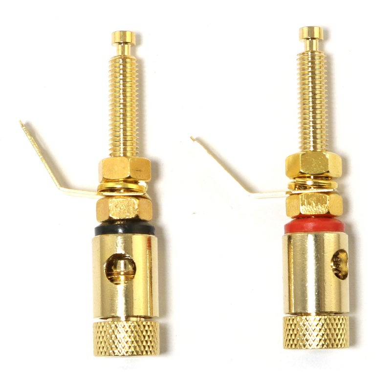 RLECS 1 Pair 52mm Gold Plated Binding Post Banana Jacks Connectors Extra Long Shaft with Solder Tabs (1 Red + 1 Black) - Image 1